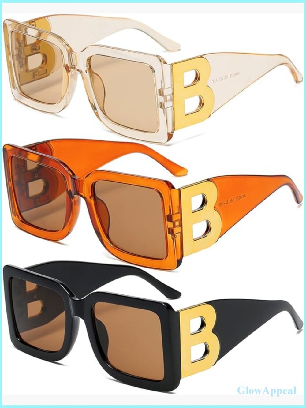 Oversized Square Sunglasses for Women Men Trendy Thick Frame UV400 Protection 3